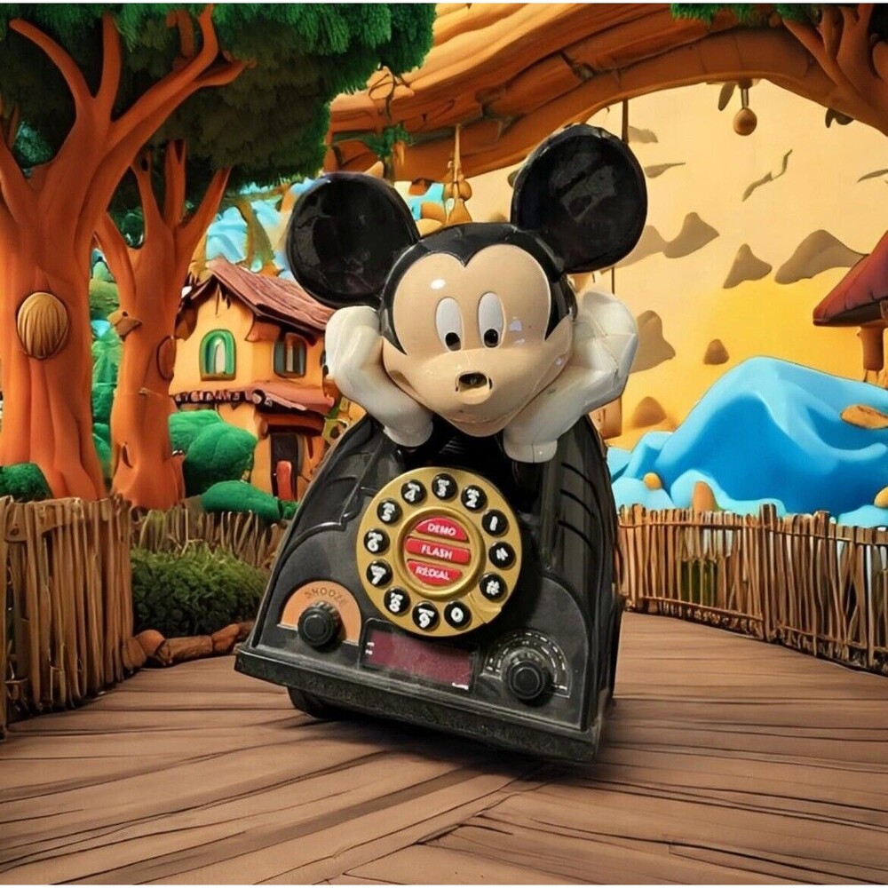 Vintage Mickey Mouse FM/AM Radio Talking Alarm Telephone (see Description)